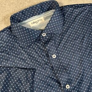 Collars & Co Shirt Mens Small Blue Micro Dot Button Up Short Sleeve Dress Collar